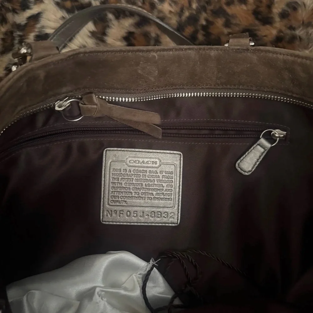 Coach Brown Suede Gallery Tote Beaded Accent